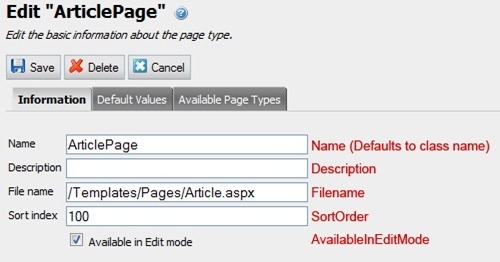 How the PageTypeAttribute’s Properties Map to EPiServer CMS’ Admin