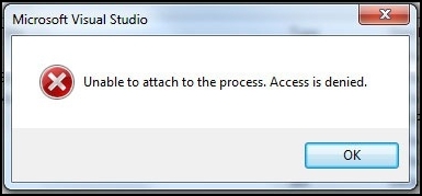 “Unable to attach to the process. Access is denied.” When Attaching Debugger to IIS Process in Windows 7