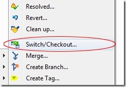 TortoiseGit Switch/Checkout right click menu option