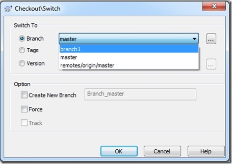 TortoiseGit Checkout/Switch dialog