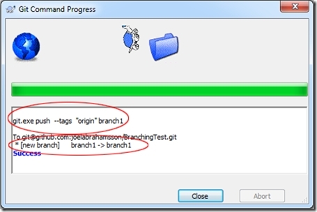 TortoiseGit Git Command Progress dialog