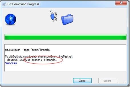 TortoiseGit Git Command Progress dialog