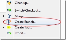 TortoiseGit Create Branch right click menu option