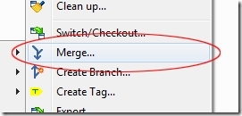 TortoiseGit Merge right click menu option